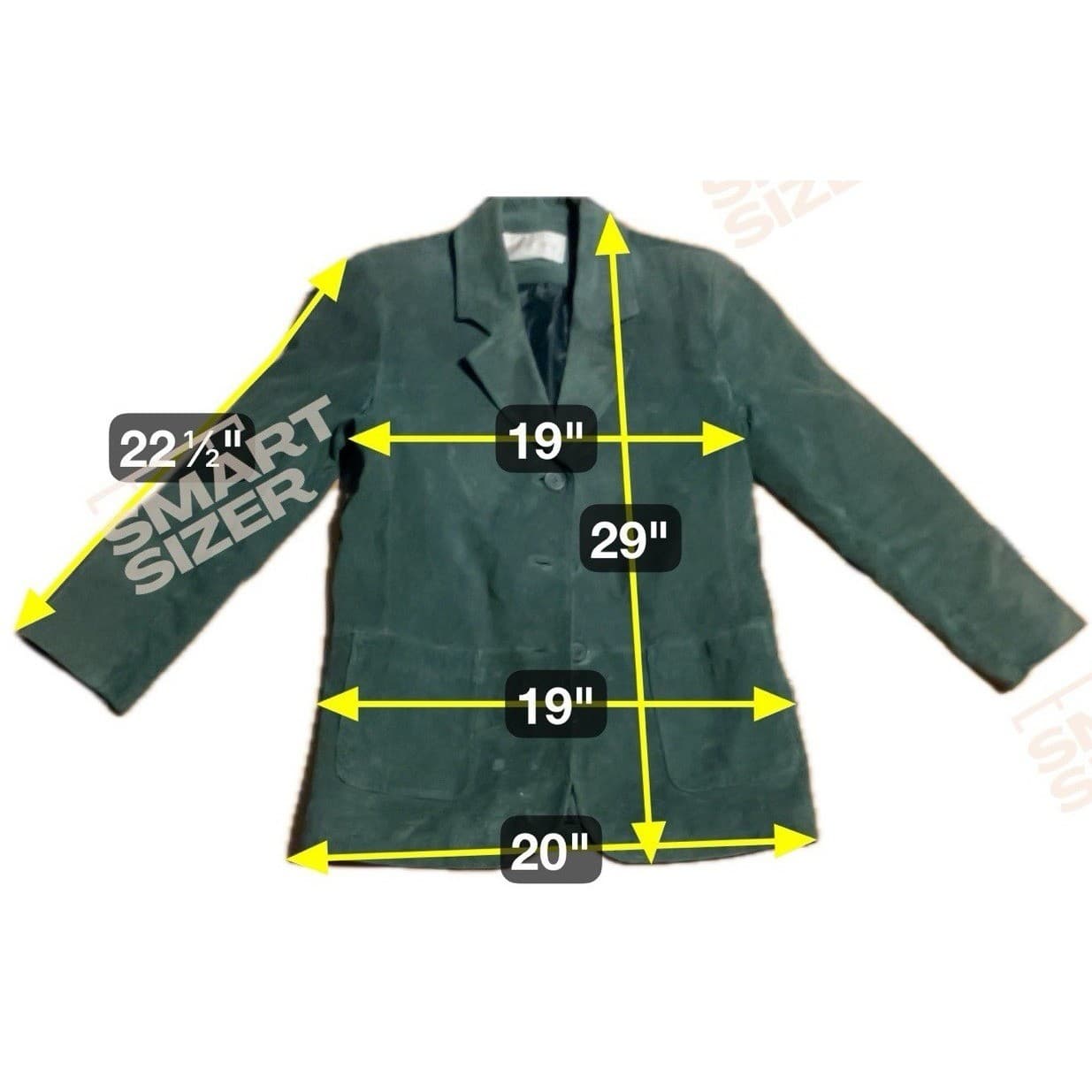 Margaret Godfrey Green Suede Leather Blazer, Vintage 6P Jacket, Notched Lapel - Thumbnail 2