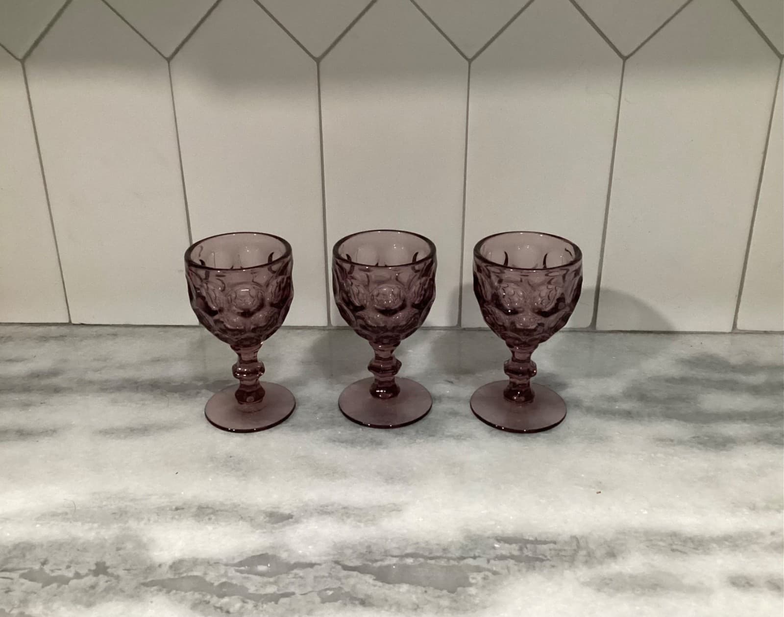 Vintage Imperial Glass Ohio Provincial Amethyst Water Goblet 3 Oz Vtg Set of 3 - Thumbnail 8