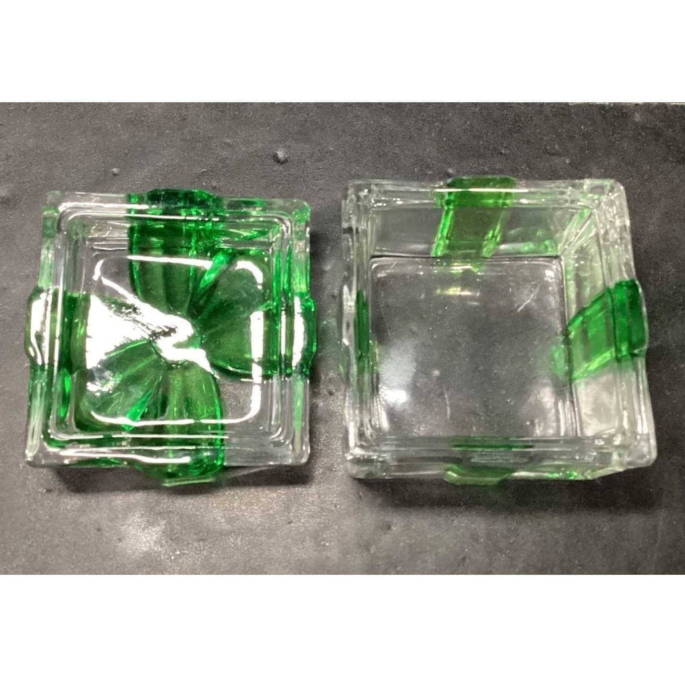 Mikasa Celebrations Crystal Green Bow Clear Christmas Box Present Vintage - Thumbnail 7