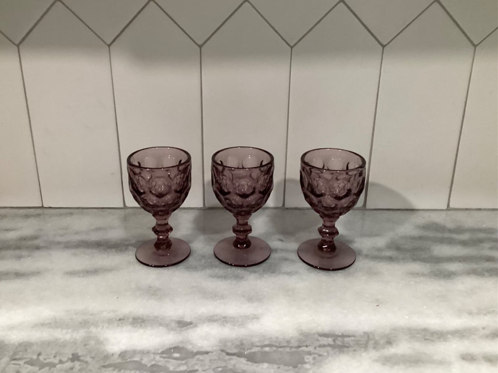 Vintage Imperial Glass Ohio Provincial Amethyst Water Goblet 3 Oz Vtg Set of 3 - Thumbnail 9