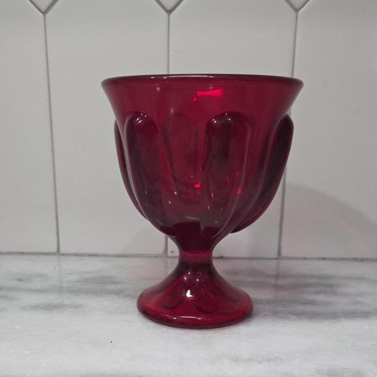 Viking Ruby Red Compote, Vintage Footed Candy Dish Replacement Table Centerpiece - Thumbnail 4