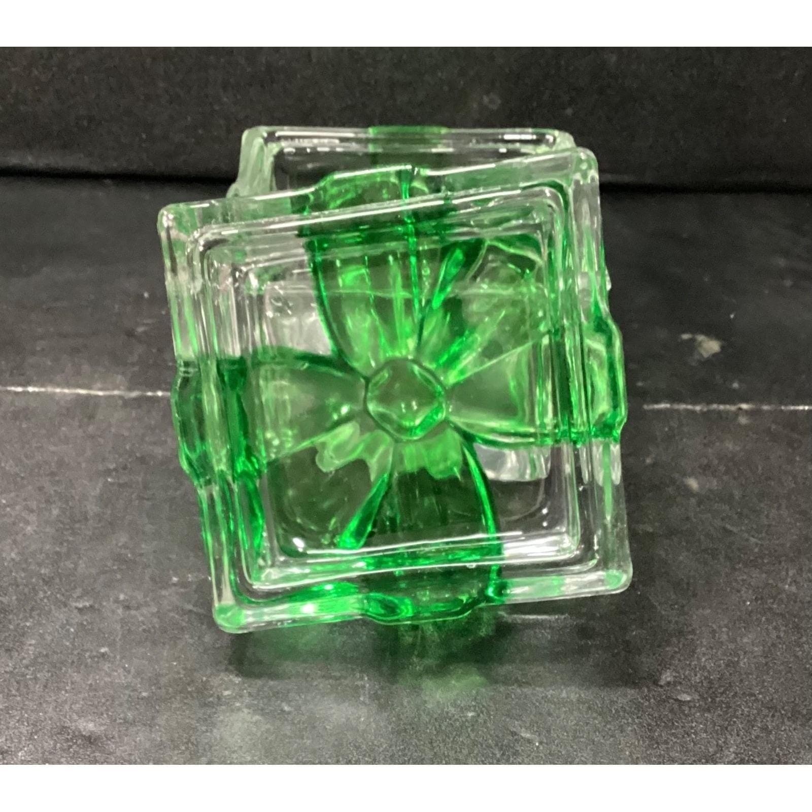 Mikasa Celebrations Crystal Green Bow Clear Christmas Box Present Vintage - Thumbnail 6