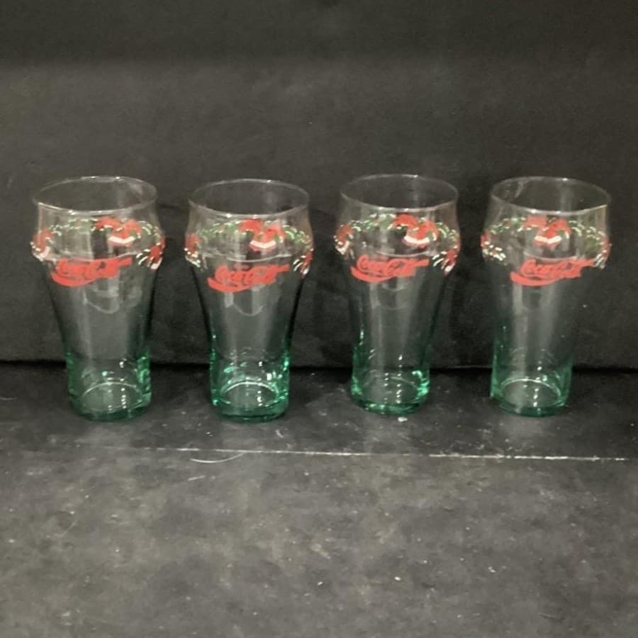 Coca-Cola Holly Bells Tumblers, Set of 4, Vintage Libbey Glasses, Drinkware - Thumbnail 2
