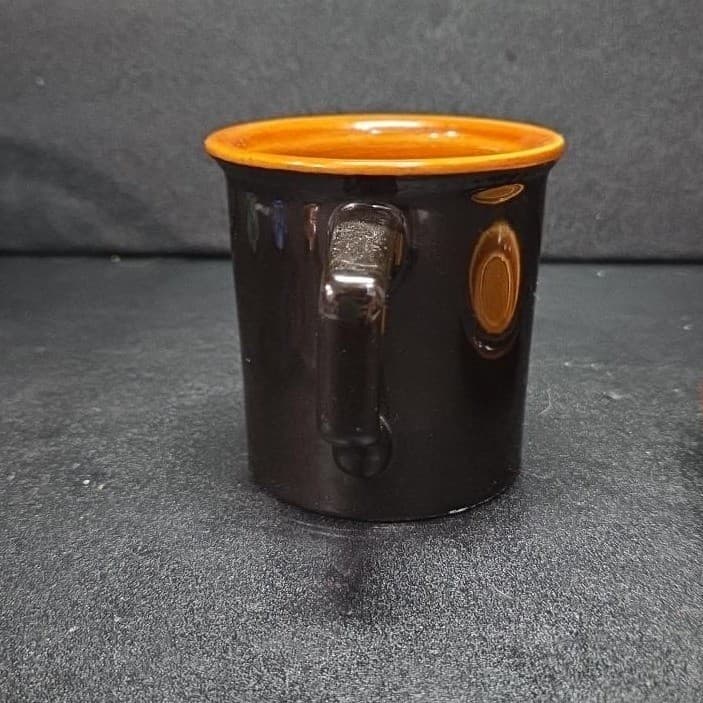 Sears Ironstone Coffee Cup & Saucer, Vintage Black and Amber Design Kitchenware - Thumbnail 7