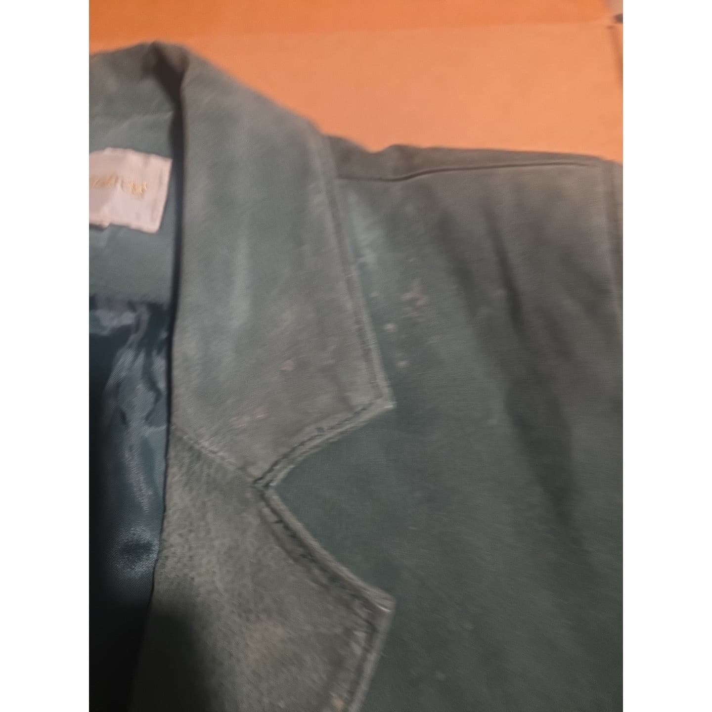 Margaret Godfrey Green Suede Leather Blazer, Vintage 6P Jacket, Notched Lapel - Thumbnail 9