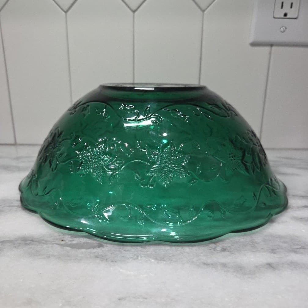 Princess House Fantasia Emerald Green Crystal Bowl #5249, Vintage Serveware - Thumbnail 10