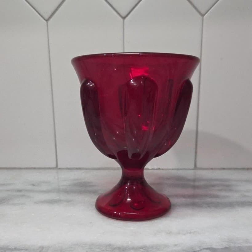 Viking Ruby Red Compote, Vintage Footed Candy Dish Replacement Table Centerpiece - Thumbnail 3