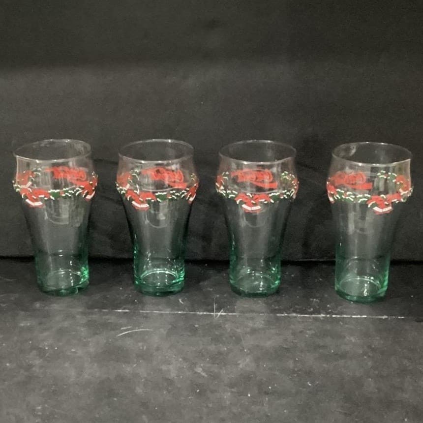 Coca-Cola Holly Bells Tumblers, Set of 4, Vintage Libbey Glasses, Drinkware - Thumbnail 11