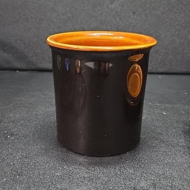 Sears Ironstone Coffee Cup & Saucer, Vintage Black and Amber Design Kitchenware - Thumbnail 5