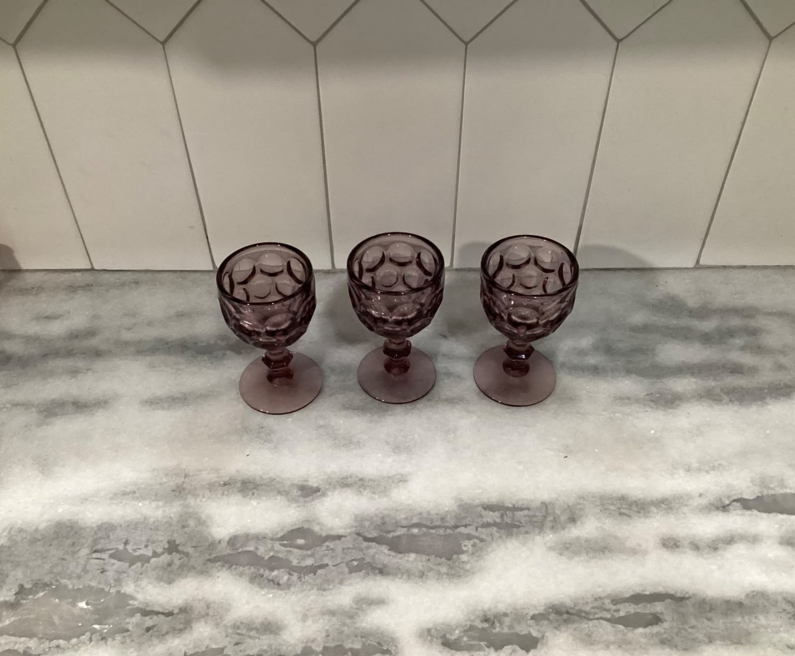 Vintage Imperial Glass Ohio Provincial Amethyst Water Goblet 3 Oz Vtg Set of 3 - Thumbnail 2