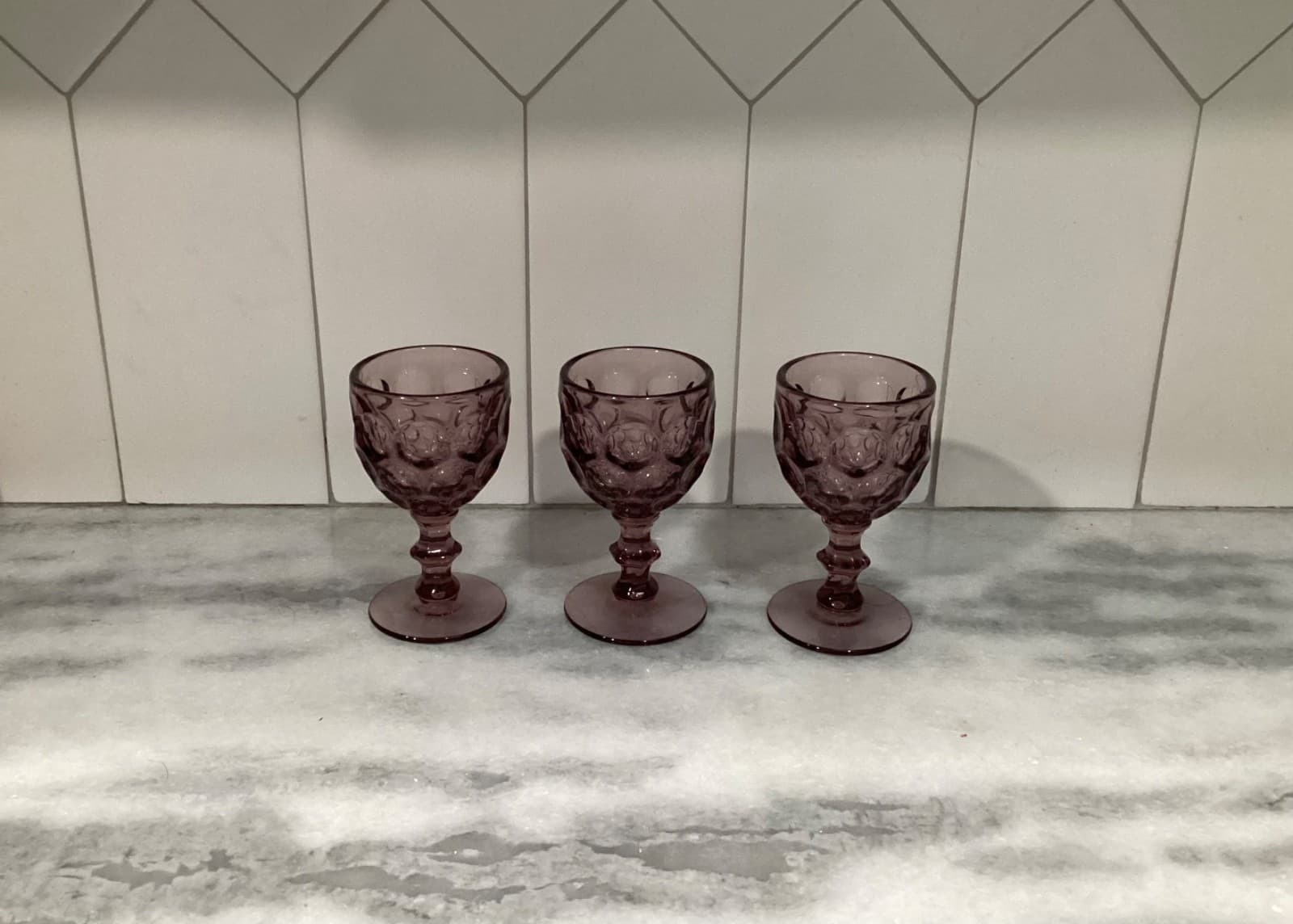 Vintage Imperial Glass Ohio Provincial Amethyst Water Goblet 3 Oz Vtg Set of 3 - Thumbnail 10