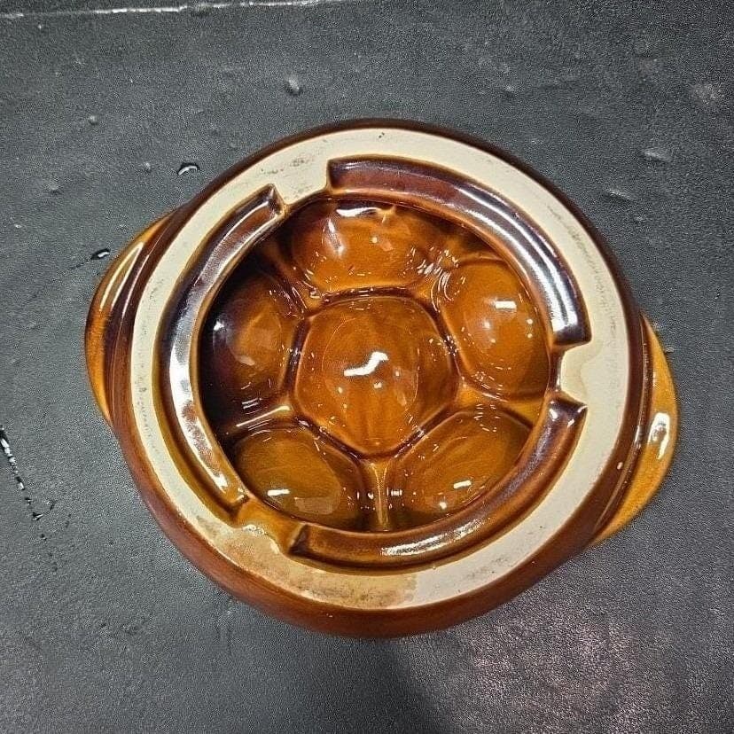 Brown Ceramic Escargot Plate, Vintage 6-Hole Serving Dish with Handles Tableware - Thumbnail 4