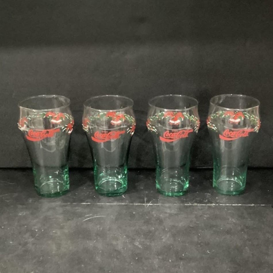 Coca-Cola Holly Bells Tumblers, Set of 4, Vintage Libbey Glasses, Drinkware - Thumbnail 8
