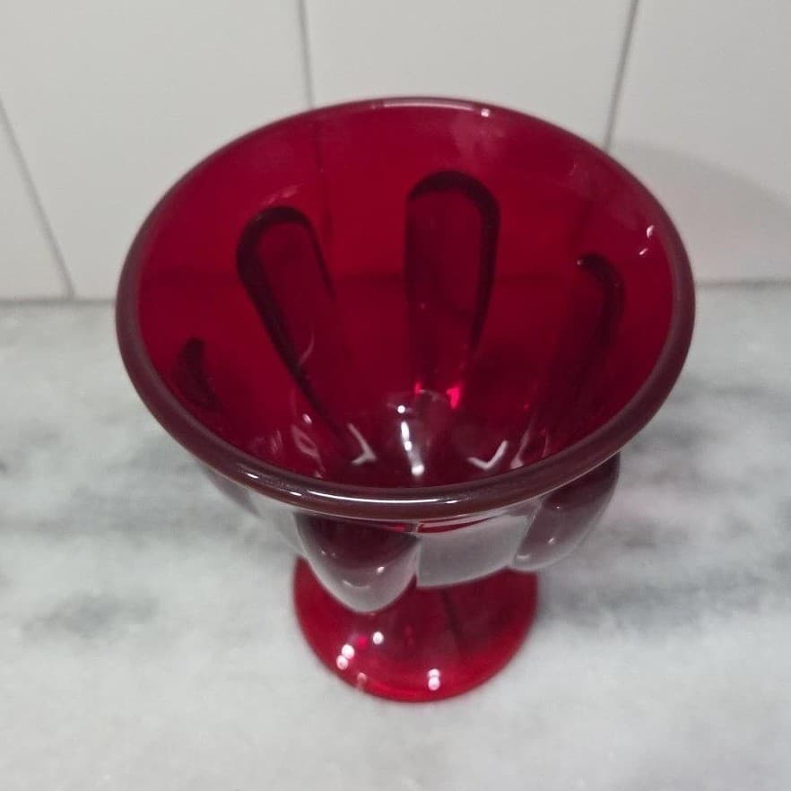 Viking Ruby Red Compote, Vintage Footed Candy Dish Replacement Table Centerpiece - Thumbnail 6