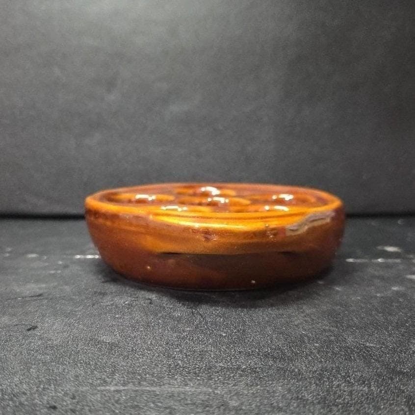 Brown Ceramic Escargot Plate, Vintage 6-Hole Serving Dish with Handles Tableware - Thumbnail 8