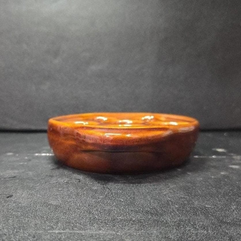 Brown Ceramic Escargot Plate, Vintage 6-Hole Serving Dish with Handles Tableware - Thumbnail 10