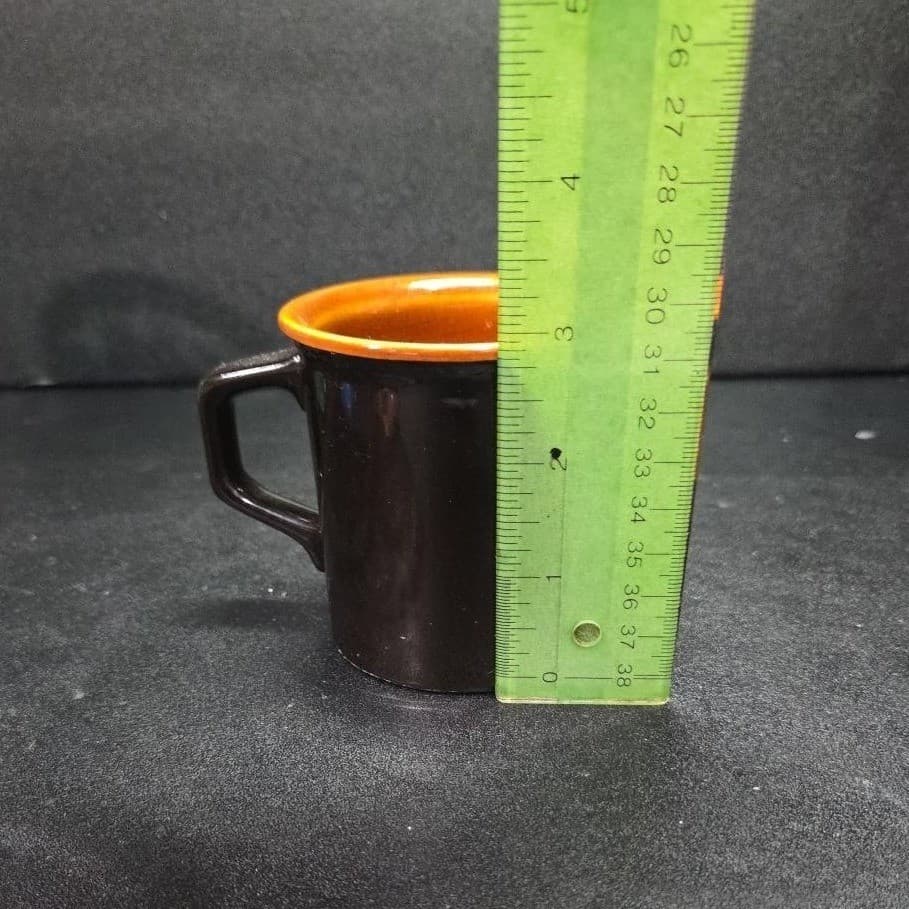 Sears Ironstone Coffee Cup & Saucer, Vintage Black and Amber Design Kitchenware - Thumbnail 11