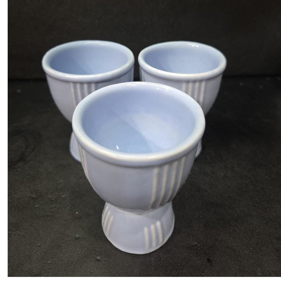 Hankscraft Blue Egg Cups, Set of 3, Vintage Double Side Design Kitchen Accessory - Thumbnail 6