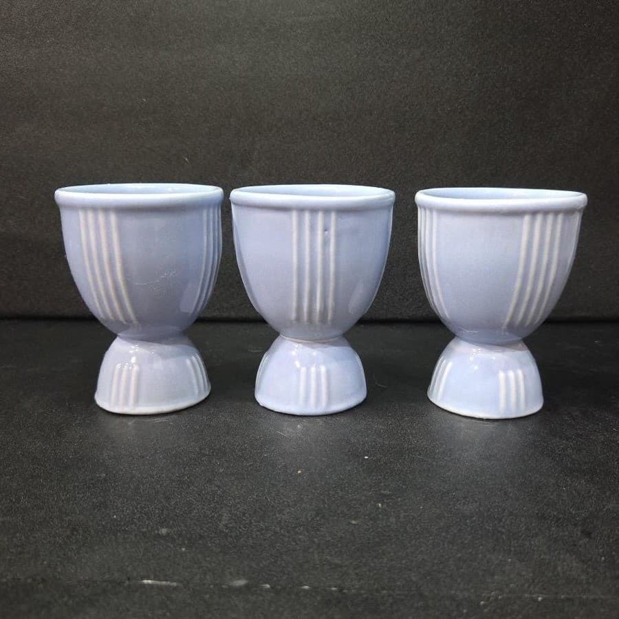 Hankscraft Blue Egg Cups, Set of 3, Vintage Double Side Design Kitchen Accessory - Thumbnail 4
