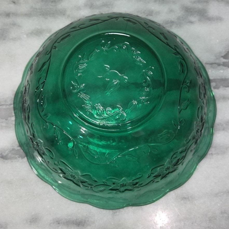 Princess House Fantasia Emerald Green Crystal Bowl #5249, Vintage Serveware - Thumbnail 4