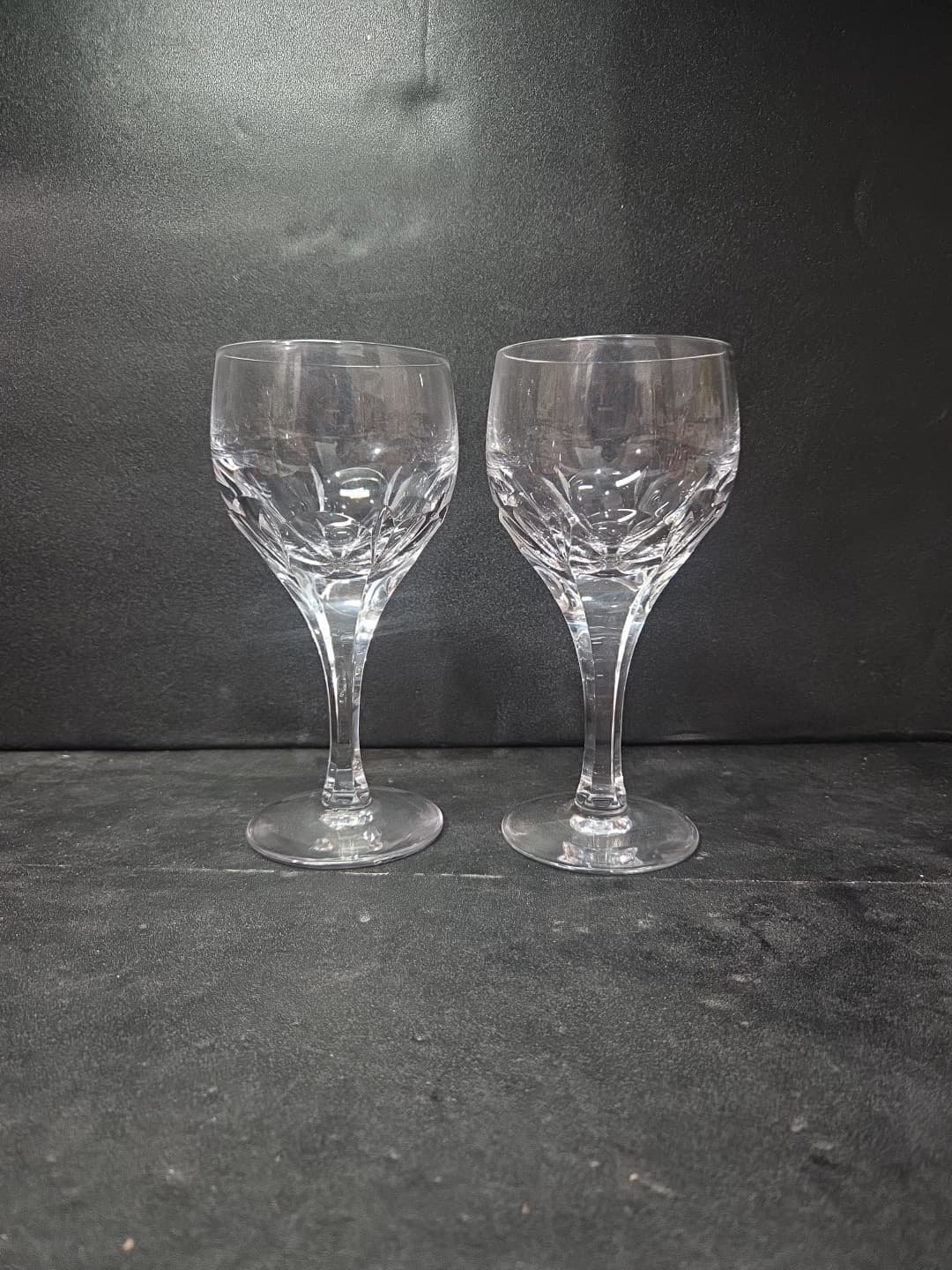 Atlantis Evora Panel Cut Crystal Glasses, Set of 2, Water Glasses, Wine Glasses