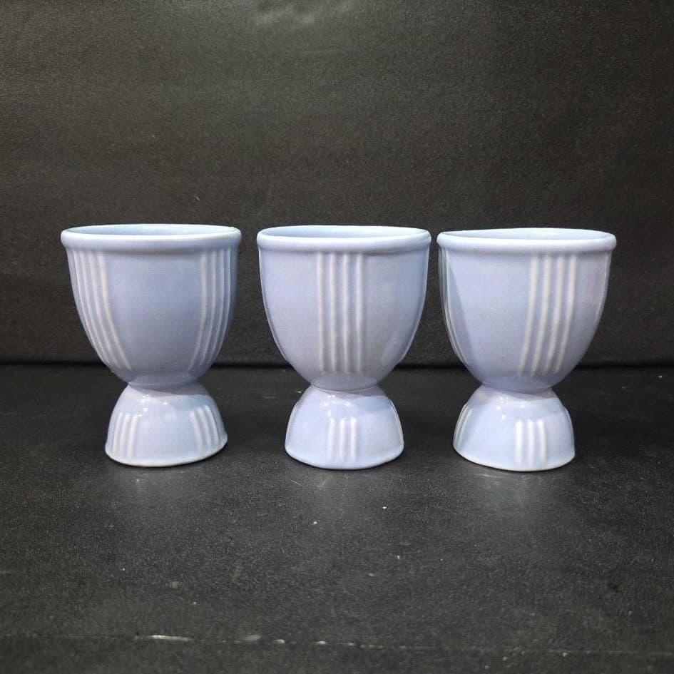 Hankscraft Blue Egg Cups, Set of 3, Vintage Double Side Design Kitchen Accessory - Thumbnail 5