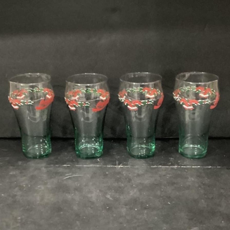 Coca-Cola Holly Bells Tumblers, Set of 4, Vintage Libbey Glasses, Drinkware - Thumbnail 9