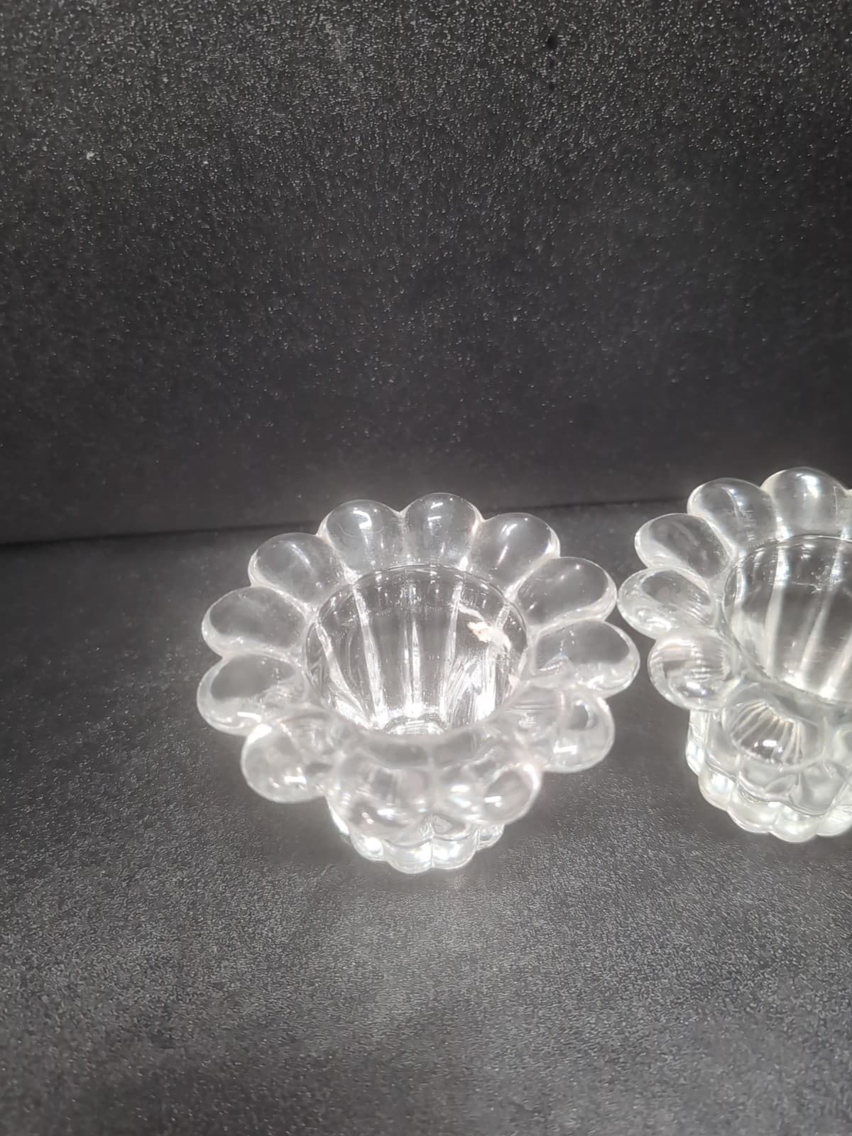 Borgonovo Queen Taper Candle Holder, Clear Glass Set of 2, Vintage Glassware - Thumbnail 5