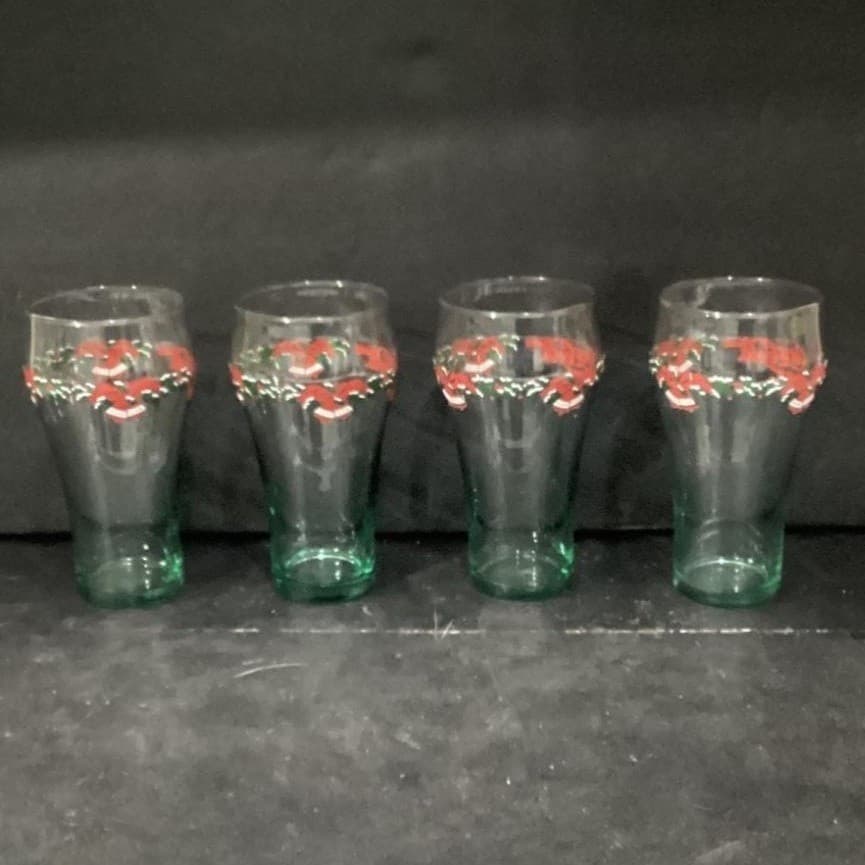 Coca-Cola Holly Bells Tumblers, Set of 4, Vintage Libbey Glasses, Drinkware - Thumbnail 10