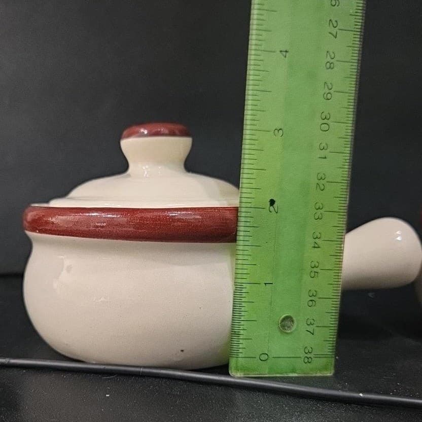Ceramic Soup Bowls With Handles & Lids, Set of 2, Replacement Cream/Brown Crocks - Thumbnail 11