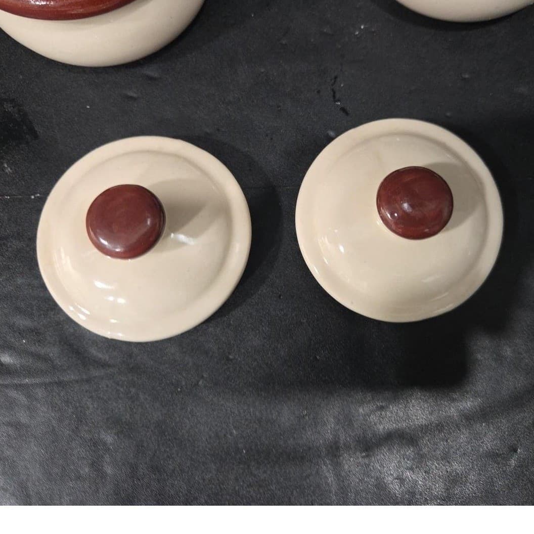 Ceramic Soup Bowls With Handles & Lids, Set of 2, Replacement Cream/Brown Crocks - Thumbnail 8