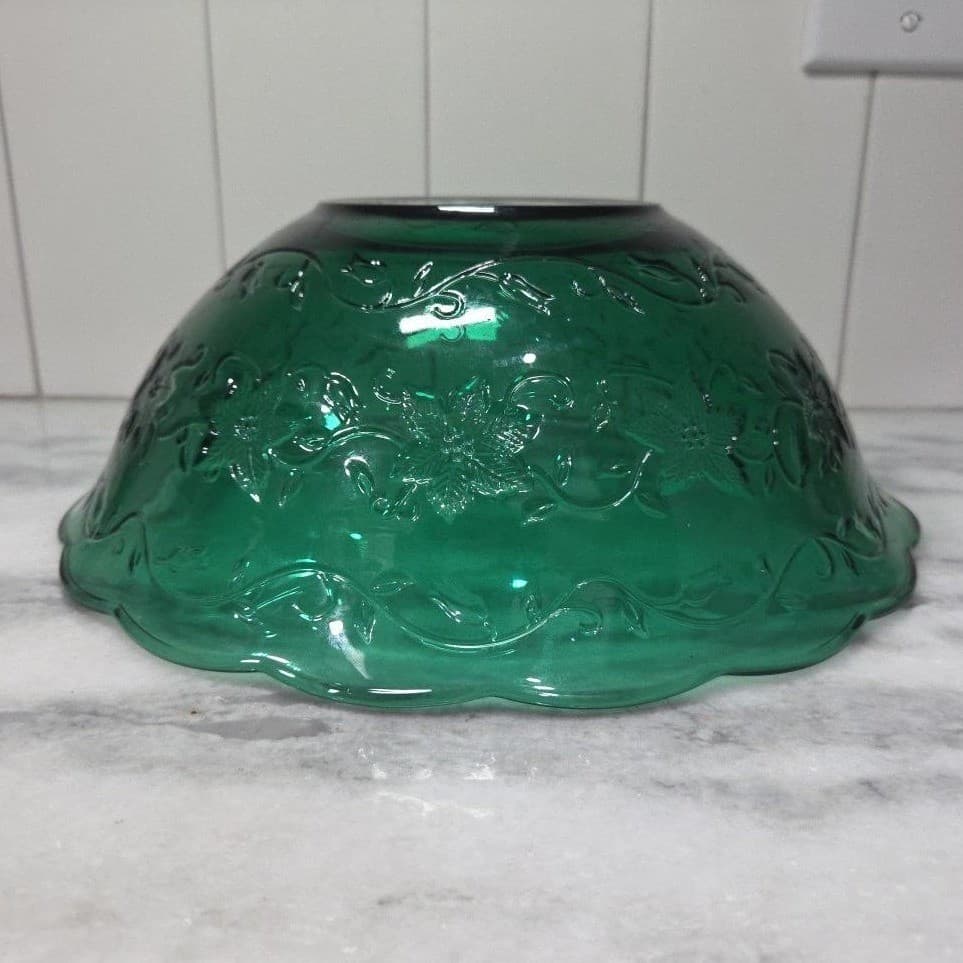 Princess House Fantasia Emerald Green Crystal Bowl #5249, Vintage Serveware - Thumbnail 9