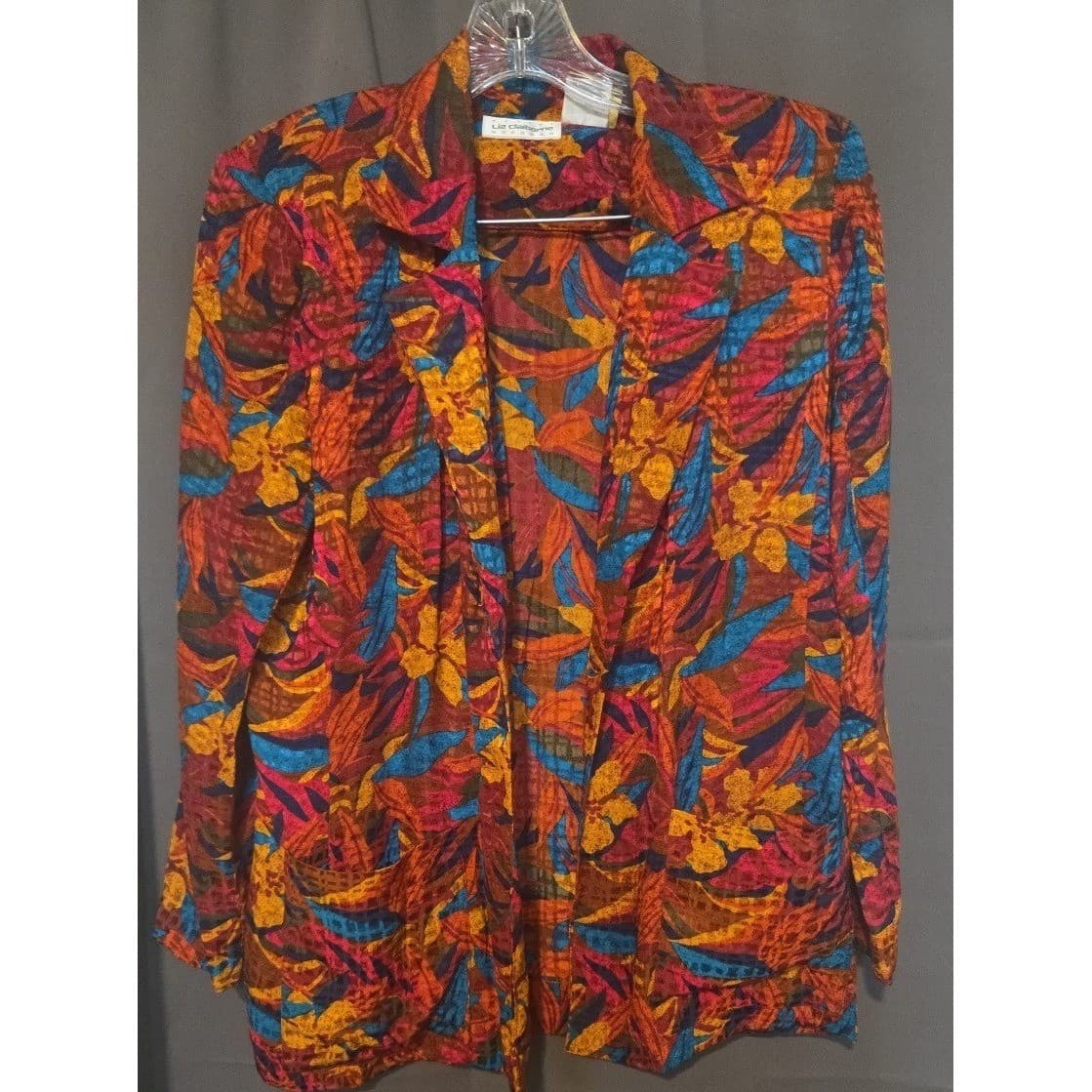 Liz Claiborne Petite Floral Tropical Multi Color Blazer, Women's Size 4P Jacket - Thumbnail 3