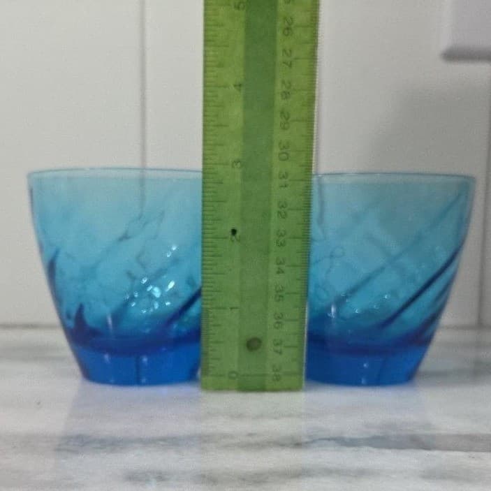 Blue Swirl Design Glass Lowball Tumblers, Set of 2 Vintage Old Fashioned Glasses - Thumbnail 8