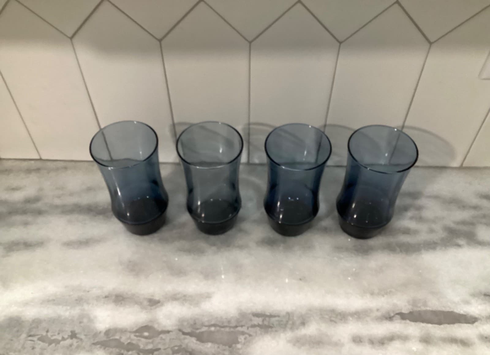 Vintage Libbey Glass Tumblers SET of 4 Apollo Dusky Blue 5 1/2" Tall Holds 13 oz - Thumbnail 2