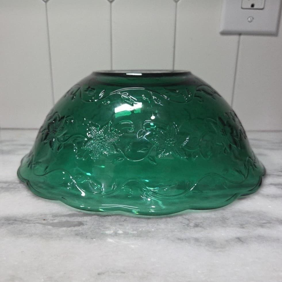 Princess House Fantasia Emerald Green Crystal Bowl #5249, Vintage Serveware - Thumbnail 8