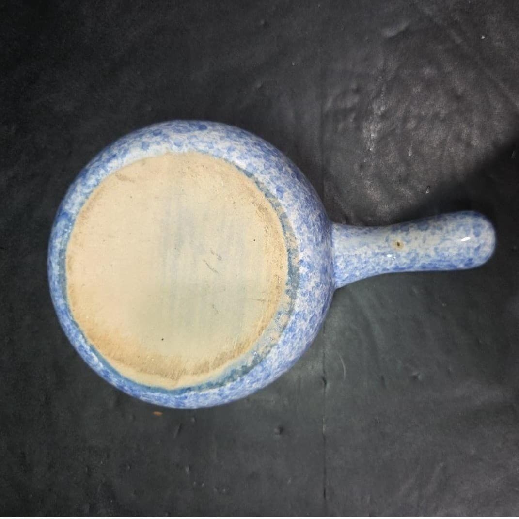 Stoneware Individual Serving Soup Tureen, Blue Speckled Spongeware Crock Pot - Thumbnail 8