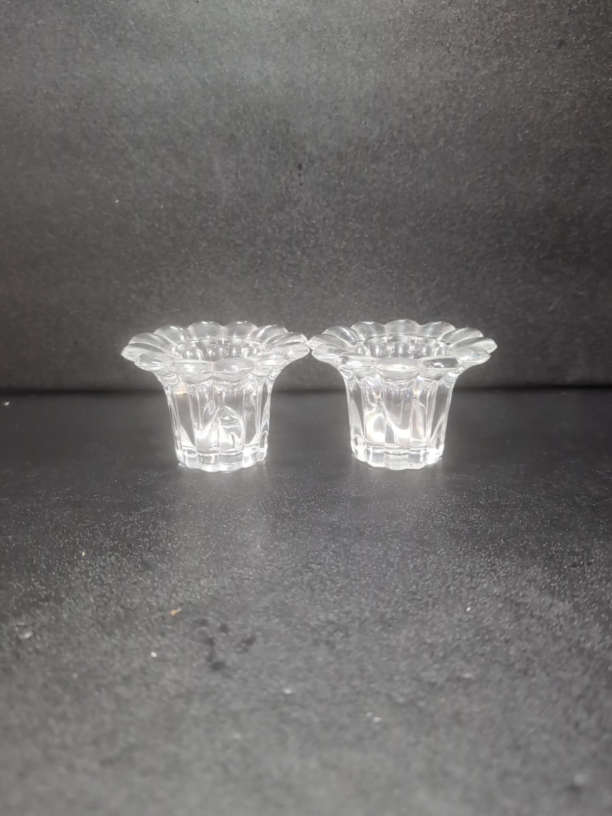 Borgonovo Queen Taper Candle Holder, Clear Glass Set of 2, Vintage Glassware - Thumbnail 4