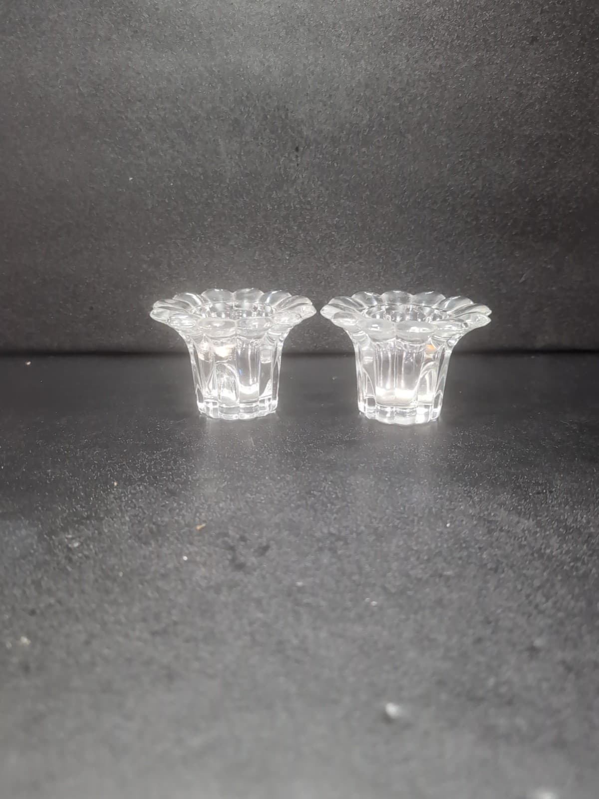 Borgonovo Queen Taper Candle Holder, Clear Glass Set of 2, Vintage Glassware - Thumbnail 2