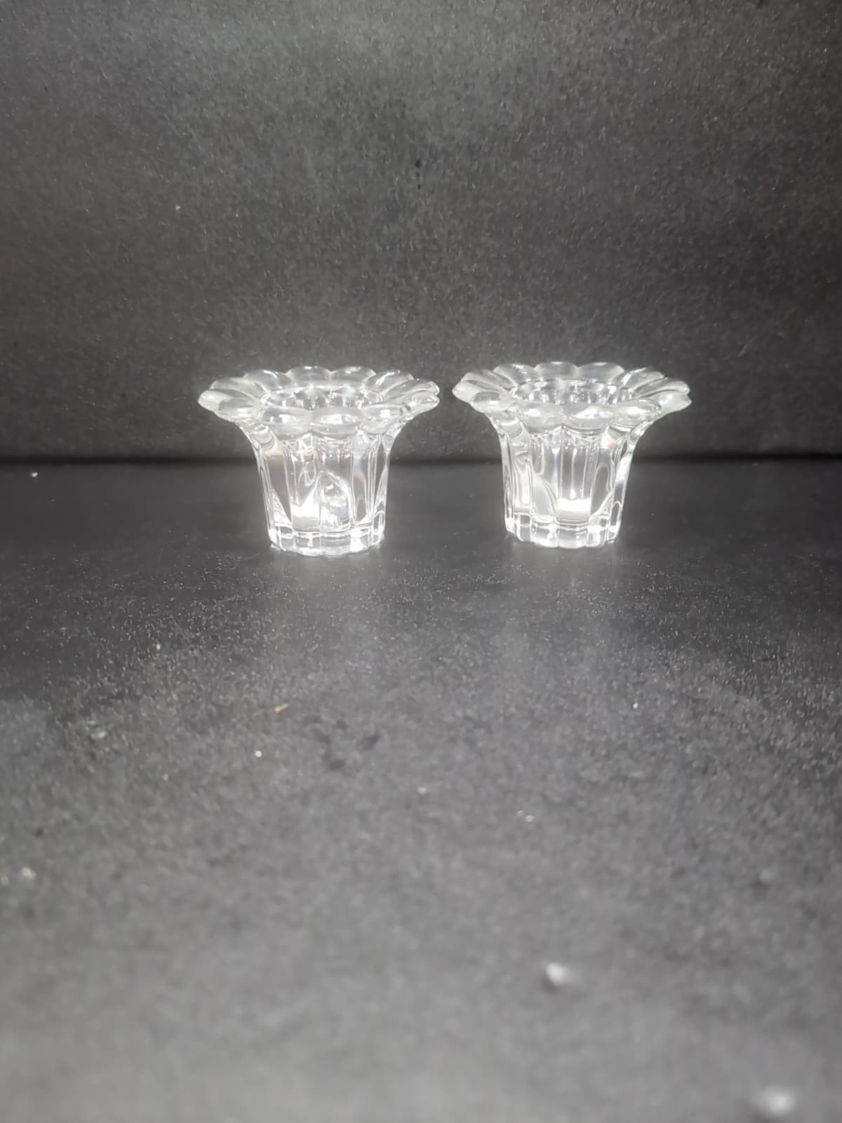 Borgonovo Queen Taper Candle Holder, Clear Glass Set of 2, Vintage Glassware - Thumbnail 3