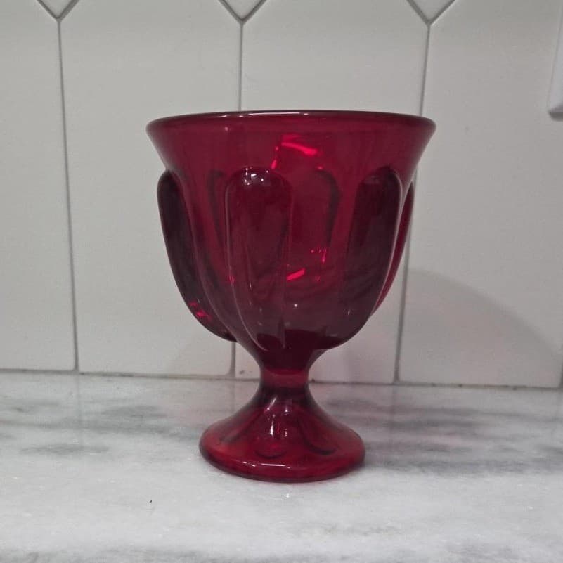 Viking Ruby Red Compote, Vintage Footed Candy Dish Replacement Table Centerpiece - Thumbnail 5