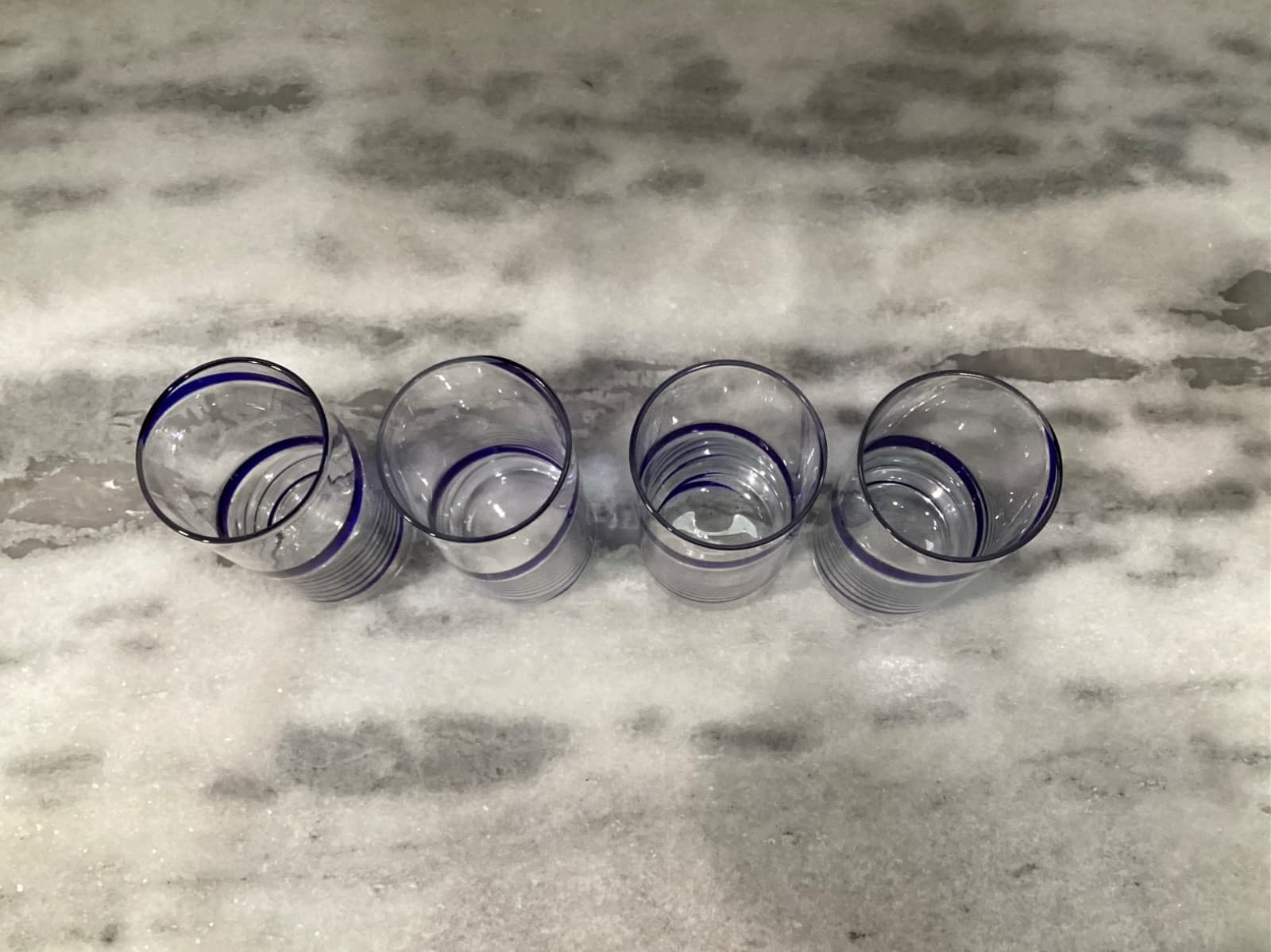 Pier 1 Blue Swirl Line Highball Glasses Tumblers Cobalt Blue Swirl Set of 4 - Thumbnail 3