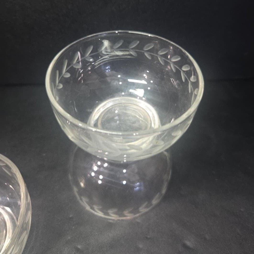 Anchor Hocking Laurel Gray Dessert Bowls, Set of 3, Vintage Footed Glassware - Thumbnail 6