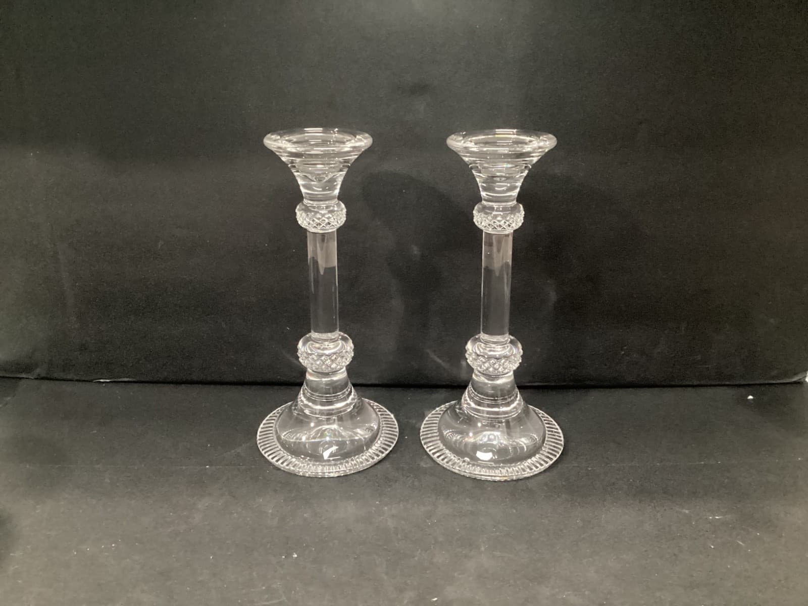 Pair of Crystal Candle Holders 9 1/2 inches Tall & Elegant - Thumbnail 7
