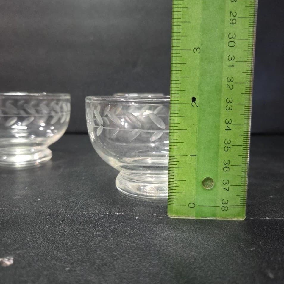 Anchor Hocking Laurel Gray Dessert Bowls, Set of 3, Vintage Footed Glassware - Thumbnail 9
