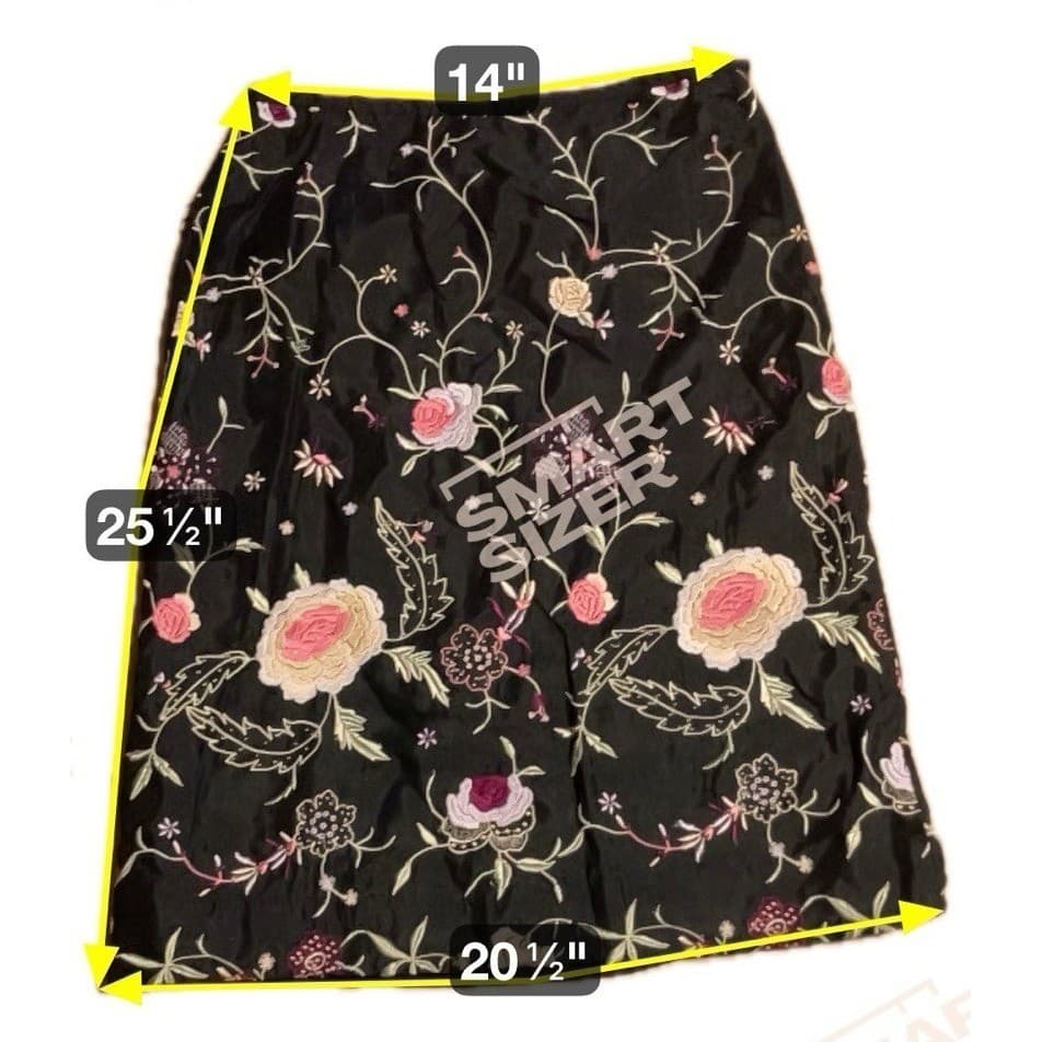 Gap Black Floral Embroidered Rayon Pencil Skirt, Women's Size 6, Knee Length - Thumbnail 2