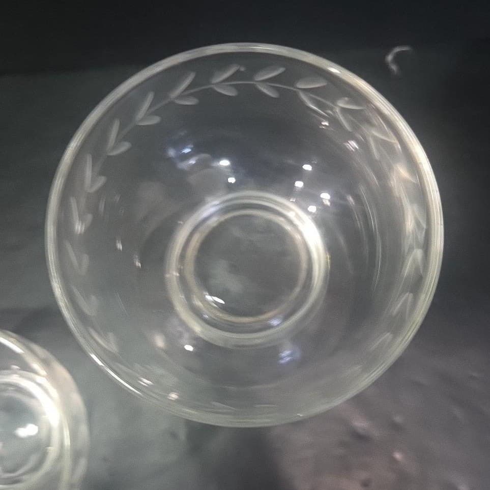 Anchor Hocking Laurel Gray Dessert Bowls, Set of 3, Vintage Footed Glassware - Thumbnail 7