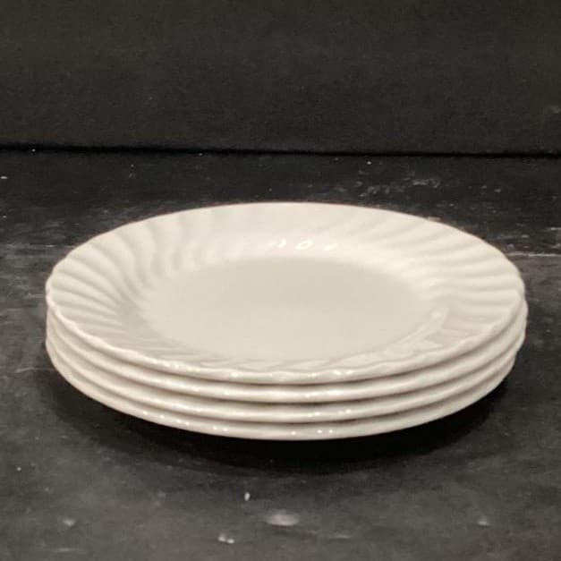 Johnson Bros Regency White Swirl Dessert Plates, Set of 4, Vintage Dinnerware - Thumbnail 9