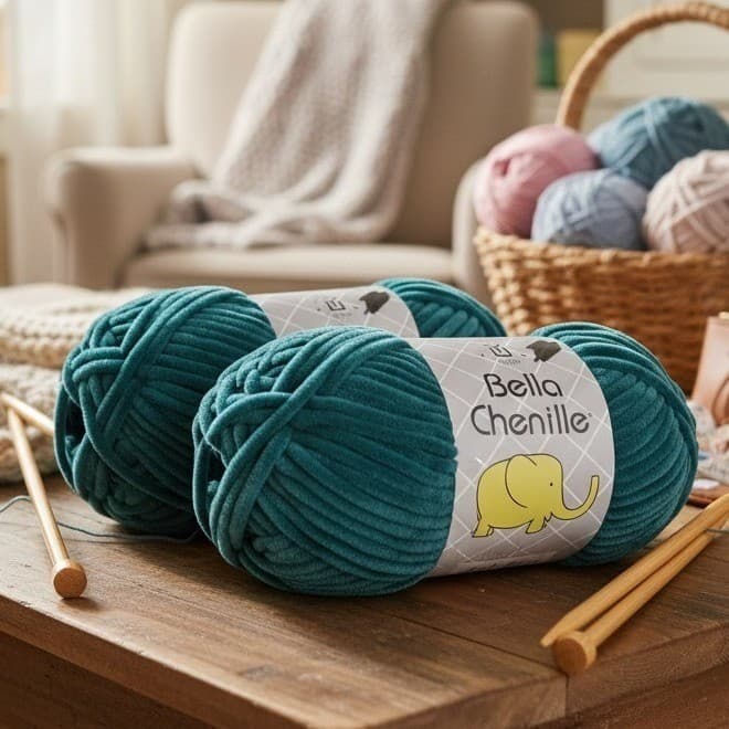 Universal Yarn Bella Chenille Lapis Teal Bulky Velvet Yarn, 2 Skeins, 100g Each