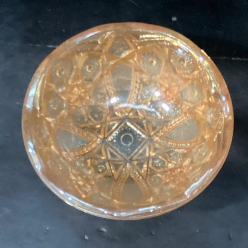 Imperial Glass Marigold Serving Bowl, Vintage Iridescent Carnival Glassware - Thumbnail 4